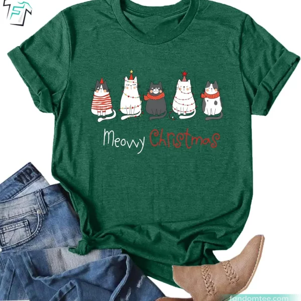 Meowy Catmas Funny Christmas Cat Shirt