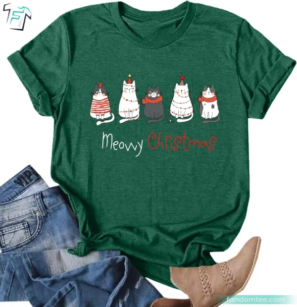 Meowy Catmas Funny Christmas Cat Shirt