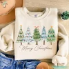 Merry Christmas Tree Sweatshirt Classic Xmas Holiday Tis The Season Graphic Tee