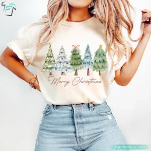 Merry Christmas Tree Sweatshirt Classic Xmas Holiday Tis The Season Graphic Tee 2