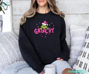 Merry Christmas Grinchy Retro Movie Pink Grinch Sweatshirt 2