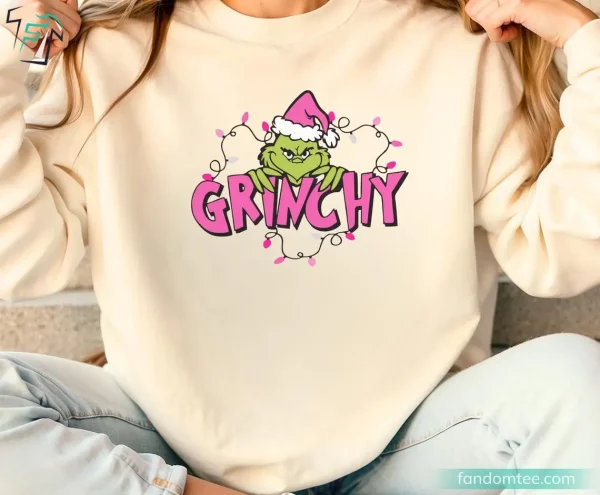 Merry Christmas Grinchy Retro Movie Pink Grinch Sweatshirt