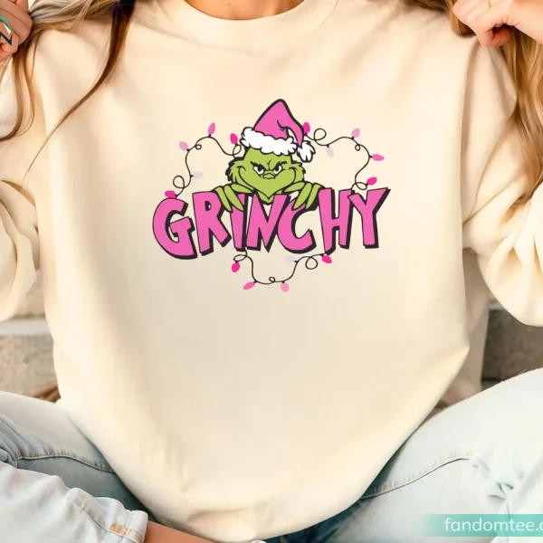 Merry Christmas Grinchy Retro Movie Pink Grinch Sweatshirt