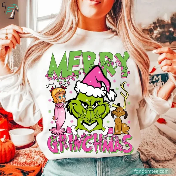 Merry Grinchmas Cute Pink Grinch Sweater