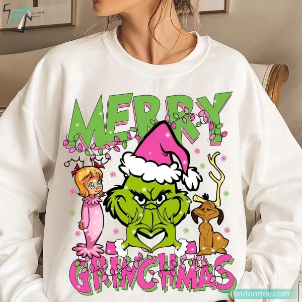 Merry Grinchmas Cute Pink Grinch Sweater