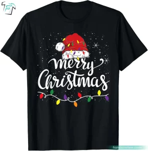 Merry Xmas Lights Red Santa Hat Funny Christmas Shirts For Family