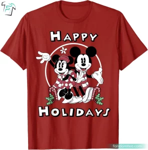 Mickey And Minnie Mouse Happy Holidays Christmas Shirts For Disney Fans