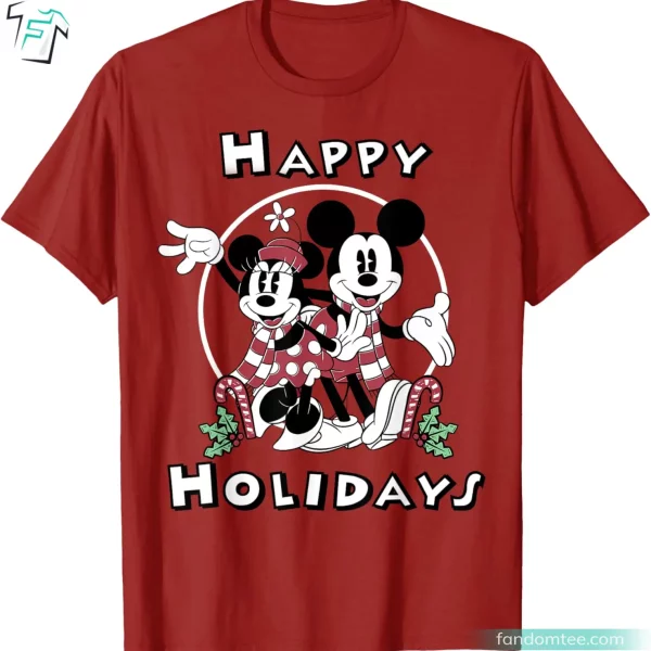 Mickey And Minnie Mouse Happy Holidays Christmas Shirts For Disney Fans