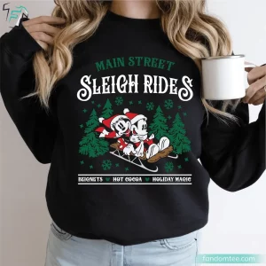 Mickey Minnie Santa 2024 Christmas Disney Sweatshirt Funny Main Street Sleigh Rides Graphic Tee 3