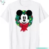 Mickey Mouse Festive Holiday Christmas Wreath Funny Disney Christmas Tee Shirts