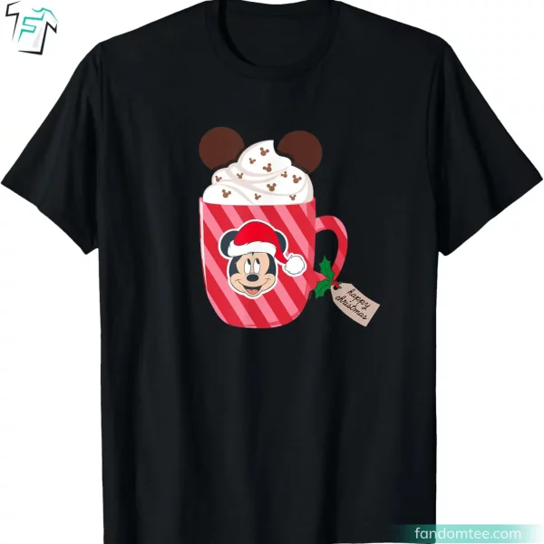 Mickey Mouse Happy Christmas Hot Chocolate Disney Christmas Mens Shirt