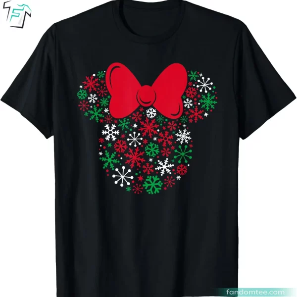 Minnie Mouse Icon Holiday Snowflakes Funny Disney Christmas T Shirts