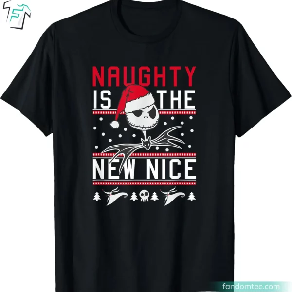 Naughty Is The New Nice Mens Jack Skellington Shirt Funny Xmas Movie Character Graphic Tee