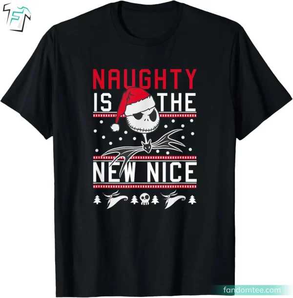 Naughty Is The New Nice Mens Jack Skellington Shirt Funny Xmas Movie Character Graphic Tee