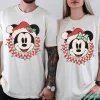 Retro Mickey Minnie Checkered Couple Funny Disney Christmas T Shirts