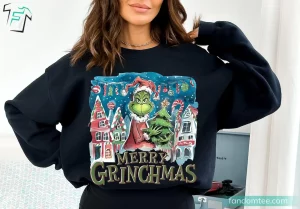 Retro Small Town Merry Grinchmas Sweatshirt 4