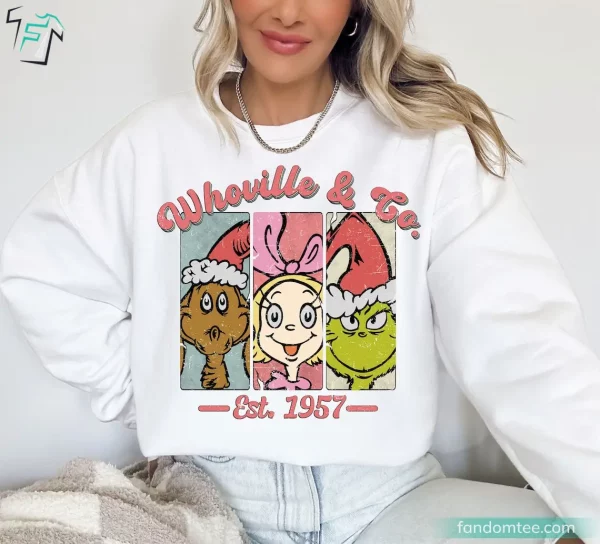 Retro Whovillee University Christmas Sweater Grinch Lover For Men Women