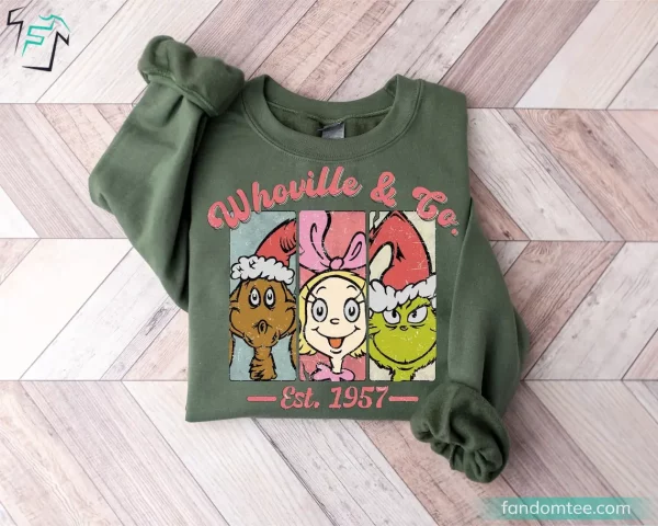 Retro Whovillee University Christmas Sweater Grinch Lover For Men Women