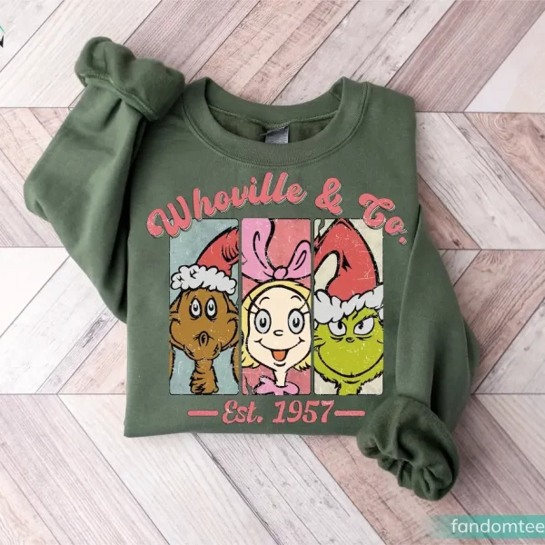 Retro Whovillee University Christmas Sweater Grinch Lover For Men Women