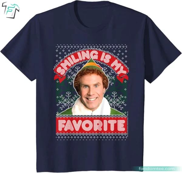 Smiling Is My Favorite Funny Christmas Movie Elf Tee Shirt