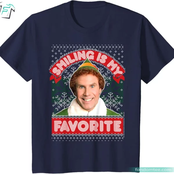 Smiling Is My Favorite Funny Christmas Movie Elf Tee Shirt