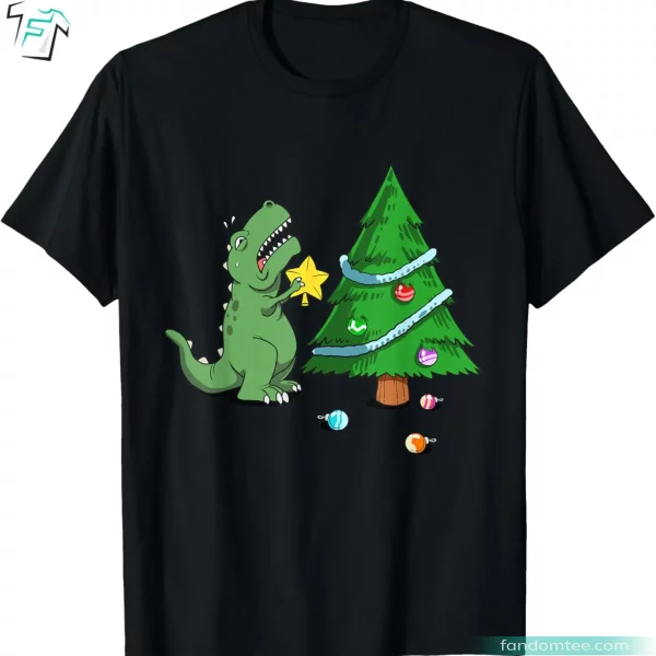 Struggle Is Real Xmas Tree Star Christmas Dinosaur T Shirt