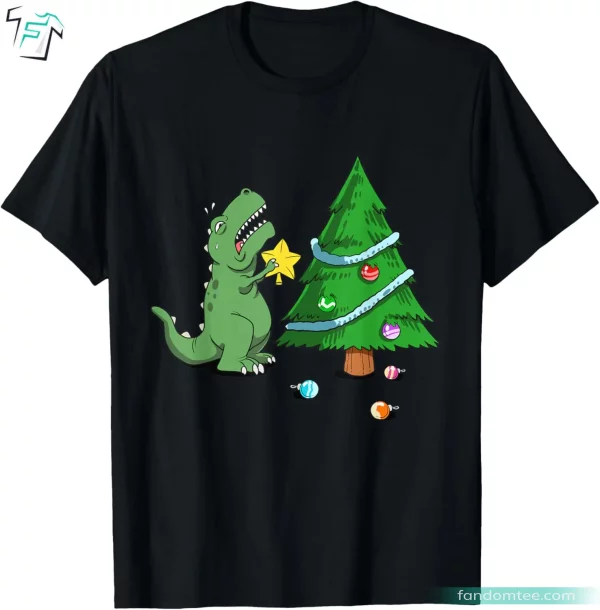 Struggle Is Real Xmas Tree Star Christmas Dinosaur T Shirt