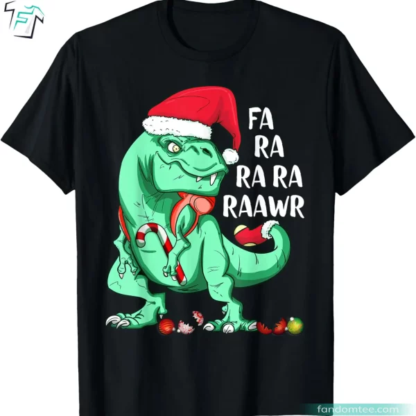 T-Rex Santa Hat Fa Ra Ra Ra Raawr Funny Dinosaur Shirt Mens Women