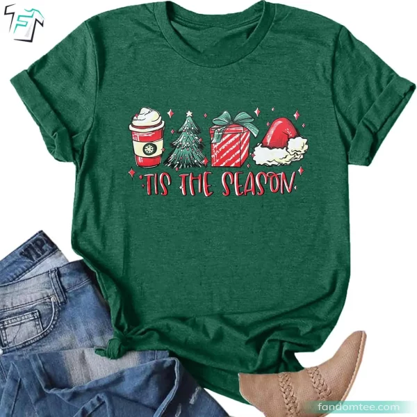 Tis The Season Christmas Shirt Funny Xmas Tree Coffee Gift Tee