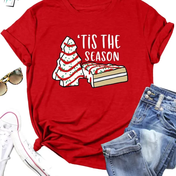 Tis The Season Funny Christmas Tree Cake Shirt