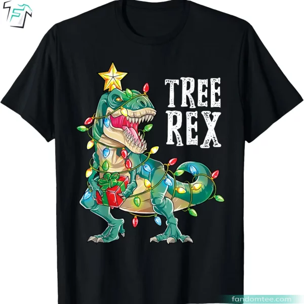 Tree Rex Funny Xmas Lights Funny Dinosaur T-Shirt Men’s Women