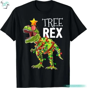 Tree Rex Xmas Tree Lights Cute Dinosaur Shirt