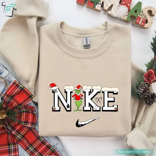 Vintage Nike Grinch Sweater Funny Christmas Graphic Tee For Grinch Lover