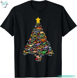 Xmas Tree Dino T Rex Paleontologist Funny Dinosaur Shirts For Adults